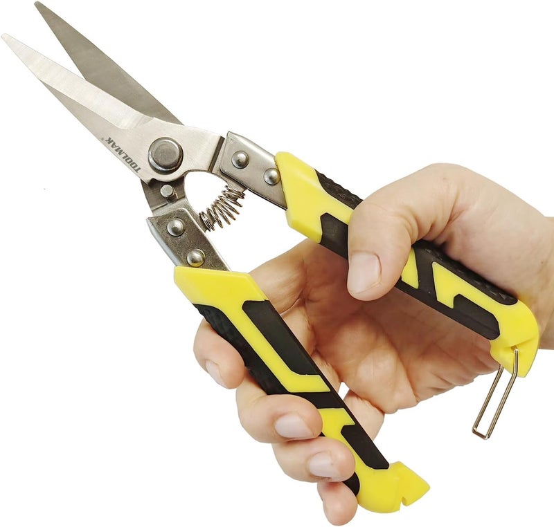 TOOLMAK Heavy Duty Industry Scissors 8.7 Inch Aviation Tin Snips Straight Metal Cutter with Comfort Grip and Stainless Steel Blades Multifunction Cutting - Image 1